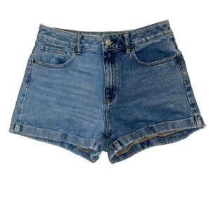 PacSun Womens Shorts Sz 27 Two Tone Blue Denim Cuffed High Rise Light/Dark Wash